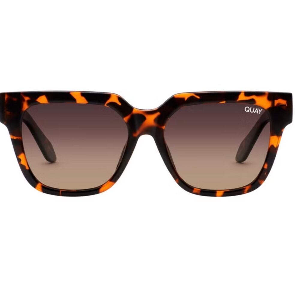 QUAY Australia PSA Sunglasses Tortoise Shell Oversized Square Retro Frames Case